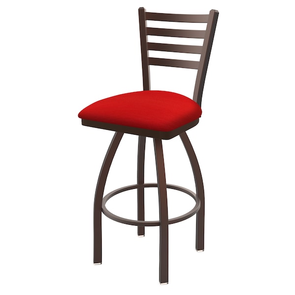 30" Swivel Bar Stool, Bronze Finish, Canter Red Seat